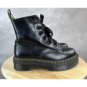 Dr Martens Molly Platform Boots Womens Size 8 Black Lace Up Chunky Y2K